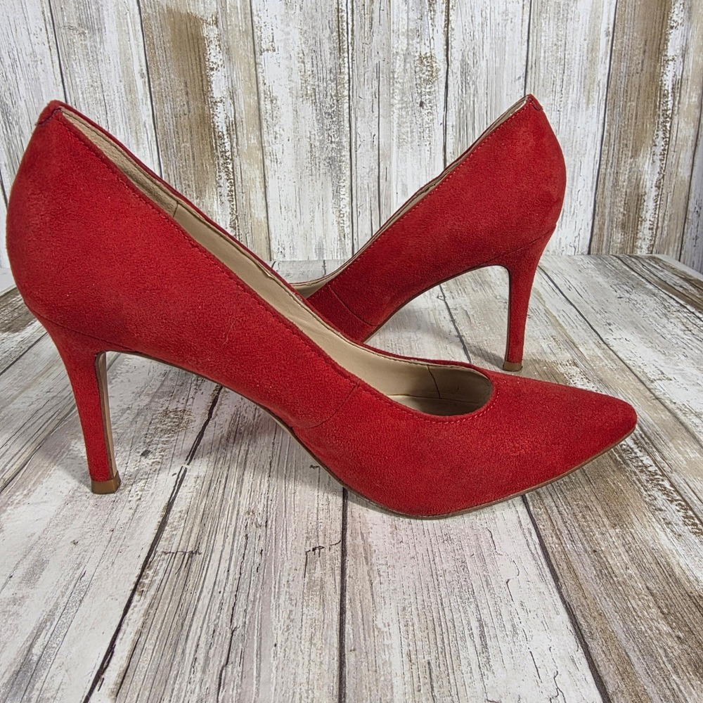 Marc Fisher Zala Red Faux Suede Pointed Toe Stiletto Pumps Womens 6.5M